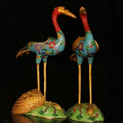 Inciensor chino antiguo de latón 22 cm grúa quemador de incienso Cloisonne Foto 1 de 4