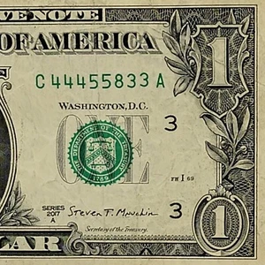 Par de viajes consecutivos y par de billetes de dólar número de serie de lujo C44455833A FW - Imagen 1 de 8