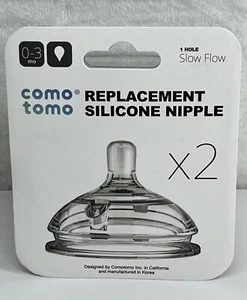 Como Tomo Replacement Silicone Nipples X2 1 Hole Slow Flow 0-3 Months NEW - Picture 1 of 6