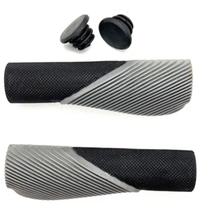 Lowrider Bicycle Grips Black Grey Beach Cruiser Chopper BMX Bike Ergo Rubber - Picture 1 of 9