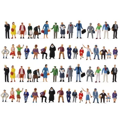 60pcs Different Poses HO Scale 1:87 Well Painted Standing Seated People Figures - Image 1 of 4