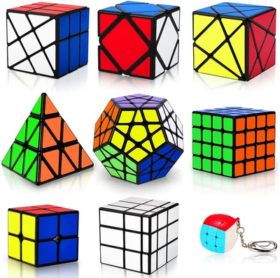 Juego de Cubos de Velocidad, Cubo Puzzle, Paquete de 9 Cubos Mágicos Pyraminx Pyramid + 2X2 + 3X3 + 4X Foto 1 de 4