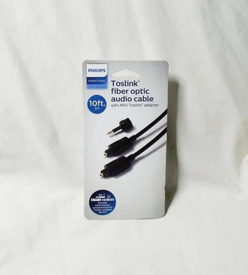 Cable de fibra óptica digital Toslink Philips 10' con adaptador (negro) (nuevo precintado) Foto 1 de 2