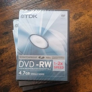 x3 TDK DVD-RW Discs Data/Video - 4.7 GB (x2 sealed, x1 open/unused) - Picture 1 of 3