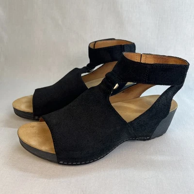 Sandalias Dansko Taylin para mujer 40 negras gamuza bruñida cuero cuña cómoda Foto 1 de 4