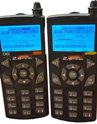 TWO 2.4 TRAIN EGINEER HANDHELD REMOTE CONTROL TRANSMITTERS R6M-24GHZDSM POWER ON - Image 1 of 4