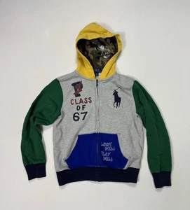 Polo Ralph Lauren Full Zip Hoodie Color block Sweatshirt Boys Size S (8) Pony - Picture 1 of 8