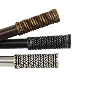 Woven 3/4” Adjustable Window Drapery Curtain Rod 18"-170" (5 sizes, 3 colors) - Picture 1 of 7