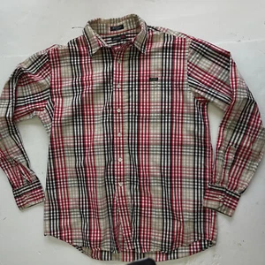 Ecko Unltd World Famous Rhino Mens Plaid Size L Long Sleeve Red Tan - Picture 1 of 6