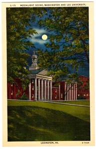 Postcard "Moonlight Scene, Washington & Lee University, Lexington, VA - Picture 1 of 2