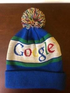 Primary Colors Google Logo Collectible Swag Winter Beanie Hat With Pom-Pom - Imagen 1 de 5