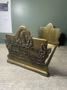 Bradley & Hubbard Antique Longfellow Hiawatha Expanding Brass Book Rack Bookend - Picture 1 of 5