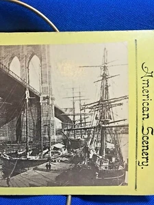 STEREOVIEW Photo ~ East River Bridge, NY ~ Flagships ~ American Scenery - Picture 1 of 3