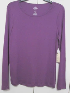 St. John's Bay Crew Neck Long Sleeve T-Shirt-Sunset Purple-Misses Size M (8-10) - Picture 1 of 5