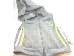 Tuff Guys Grey with Green and White All Star Sleeveless Zip Up Hoodie 24 Months - Picture 1 of 3