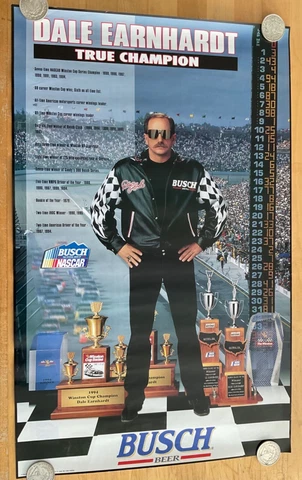 1996 ~ BUSCH = DALE EARNHARDT = NASCAR TRUE CHAMPION POSTER VINTAGE Cover