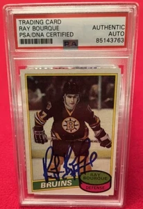 1980-81 TOPPS RAY BOURQUE BOSTON BRUINS Signed RC Card PSA Slabbed 85143763 - Picture 1 of 2