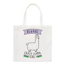 Beware Crazy Llama Girl Regular Tote Bag Funny Alpaca Animal Pet Shoulder