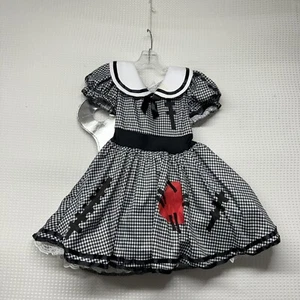 Black Checkered Wind Up Doll Dress Cosplay Costume Child Small 4-6 - Picture 1 of 5