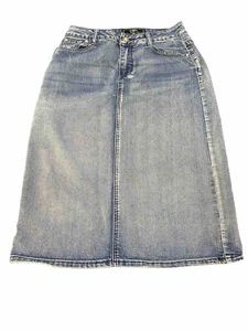 Cato Women Denim Skirt Straight Embroidered Back Pockets Blue Size 8 - Picture 1 of 6