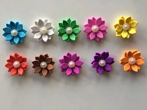 6/2 Stk. Blumen Applikation Aufnäher Perlen 3cm Wünschfarbe - Picture 1 of 53