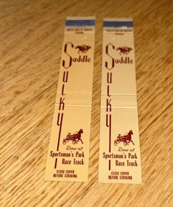 2 Vintage Mini Matchbook Covers SADDLE SULKY, Sportsman's Park Race Track CICERO - Picture 1 of 2