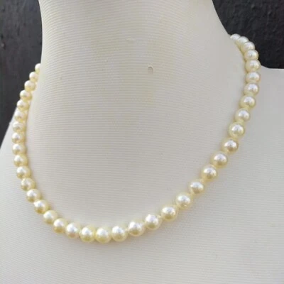 18" Gorgeous AAAA natural 6-7mm south sea Yellow pearl necklace 14k Gold P - Image 1 of 4