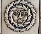 Vintage John Wenzel Clayworks Sun & Moon Face Tile Stoneware Pottery MCM 1970s