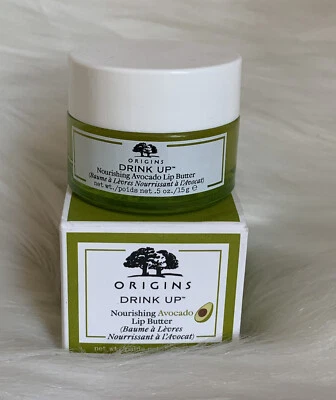 Bálsamo nutritivo de mantequilla labial de aguacate Origins Drink Up 0,5 oz/15 g tamaño completo nuevo en caja Foto 1 de 3