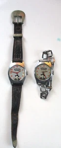 (2) HOPALONG CASSIDY UHREN, 1 ORIG. BAND UND 1 EDELSTAHL, 50ER JAHRE, OHNE GLAS - Bild 1 von 3