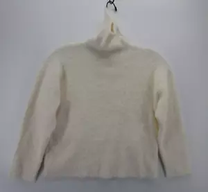 Zara Sweater Girls 9 White Fuzzy Fleece Pullover Turtleneck Soft Preppy Youth - Picture 1 of 10