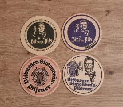 4 x VK Bierdeckel Bitburger Simonbräu Pilsener NACHDRUCK - Bild 1 von 2