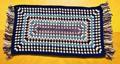 NEW-HANDMADE TABLE RUNNER TOPPER- TABLERUNNER CROCHET YARN granny fringe coffee - Image 1 of 4