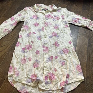 Camicia da notte Ralph Lauren rosa floreale con bottoni taglia M pigiama cottage core - Foto 1 di 5