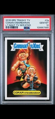 PSA 10 2016 GARBAGE PAIL KIDS TRASHY TV LATE NIGHT TV SERIES STICKER 2a CONAN 😂 - Image 1 of 2