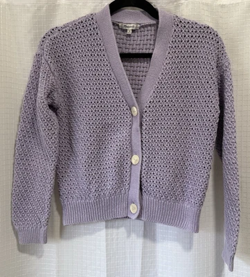 Cárdigan suéter Madewell para mujer lavanda tejido abierto botón delantero XS Foto 1 de 4