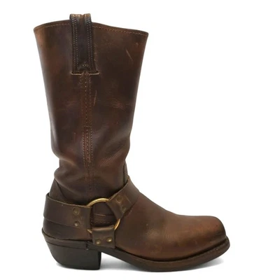 FRYE 12R Arnés Bota Mujer Talla 7 Marrón Cuero Engrasado Vaquera Occidental Pull-On Foto 1 de 4