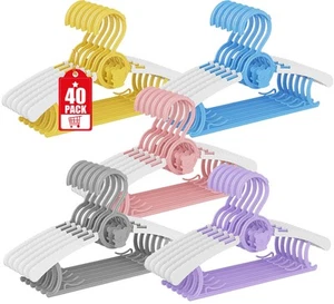 40 Pack Baby Hangers for Nursery Closet Adjustable Non-Slip Kids Clothes Toddler - Picture 1 of 7