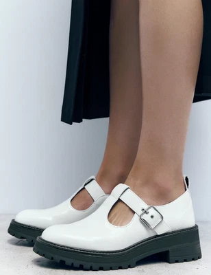 Zapatos para mujer Zara con suela plana en blanco talla 8,5 - 1533/210/001 - nuevos con etiquetas Foto 1 de 4