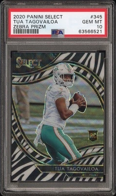 Tua Tagovailoa 2020 Panini Select 斑马 Prizm PSA 10 Field Level Dolphins 新秀 — 第 1/3 张图片