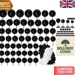 75 Piece Elegant Black Cake Ball Toppers for Luxurious Celebrations - Picture 1 of 9