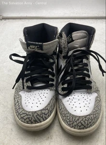 Nike Mens Air Jordan 1 Retro High OG White Gray Cement Print Sneakers Size 8 - Picture 1 of 6