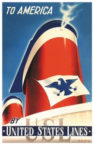 OCEAN LINERS 2171 To America by USL - United States Lines 11 x 17 Poster - Picture 1 of 4