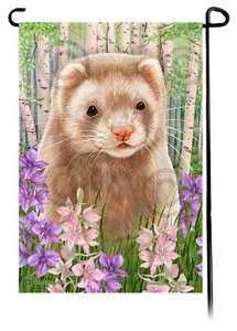 Bandera de jardín con flores de primavera - hurón canela sable - Imagen 1 de 1