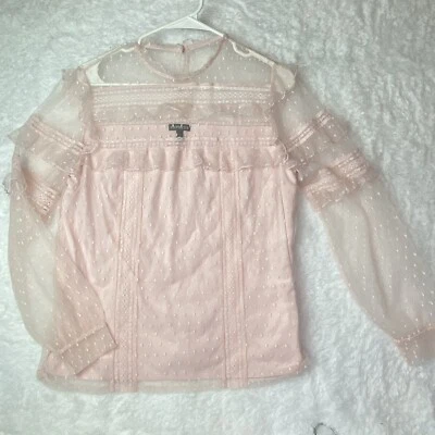 Express Mujer Talla M Encaje Volantes Poka Dot Transparente Rubor Rosa Casa Femenino Foto 1 de 4