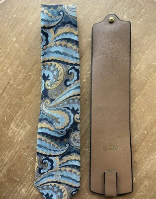 Corbata vintage OLEG CASSINI GIMBELS cachemir + corbata de cuero ROLFS valet Foto 1 de 4