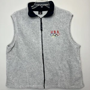 USA Olympic Embroidery Logo Grey Fleece Size XXL Black Collard Vest Women's - Picture 1 of 7