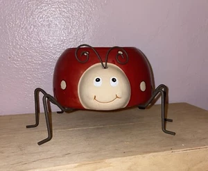 Adorable Lady Bug Planter Red Ladybugs Ceramic Flower Pot/Bowl - Picture 1 of 5