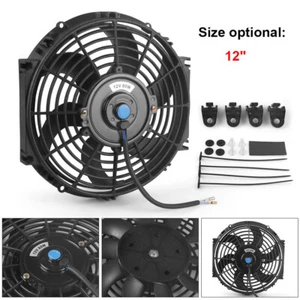12Inch 12V 80W Car Air Conditioning Radiator Cooling Fan Blade Cool Mounting Kit - Picture 1 of 7