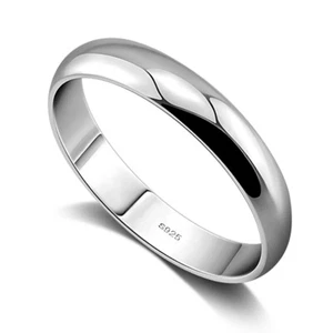 Anillo de boda de eternidad de plata de ley 925 alto pulido artesanal liso para hombres mujeres - Imagen 1 de 7